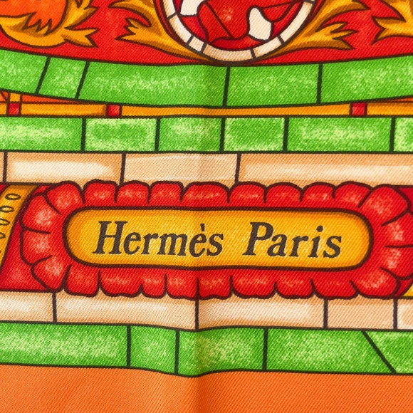 RARE! NWT Hermes Scarf Carré 90 "Lumbers de Paris" in Orange - Picture 5 of 10